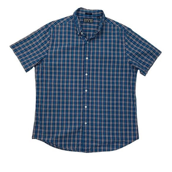 RYE by Hawker Rye Shirt Mens L Large Button Down Slim Plaid Short Sleeve Cotton - Picture 1 of 10